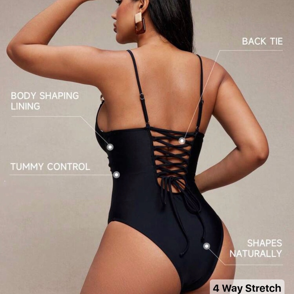Elegant Black One Piece Swimsuit shaper